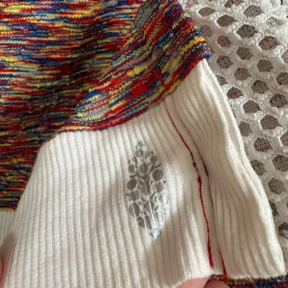 Free People Movement Prism Red Earth Colorful Mesh Hooded Tank Top L